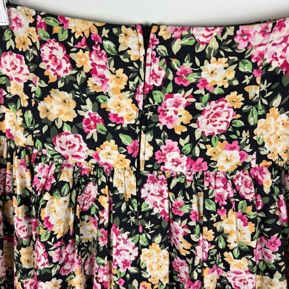 Vintage Laura Ashley Floral Print Tiered Cotton Short Skirt Cottagecore 12 - Picture 6 of 9